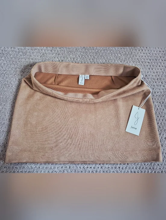 Joie NWT Tan Faux Suede Soft Mini Skirt Size Medium - Picture 8 of 10